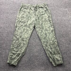 Orvis Jogger Pants Womens Medium Green Tie Dye Lyocell Elastic Waist Casual